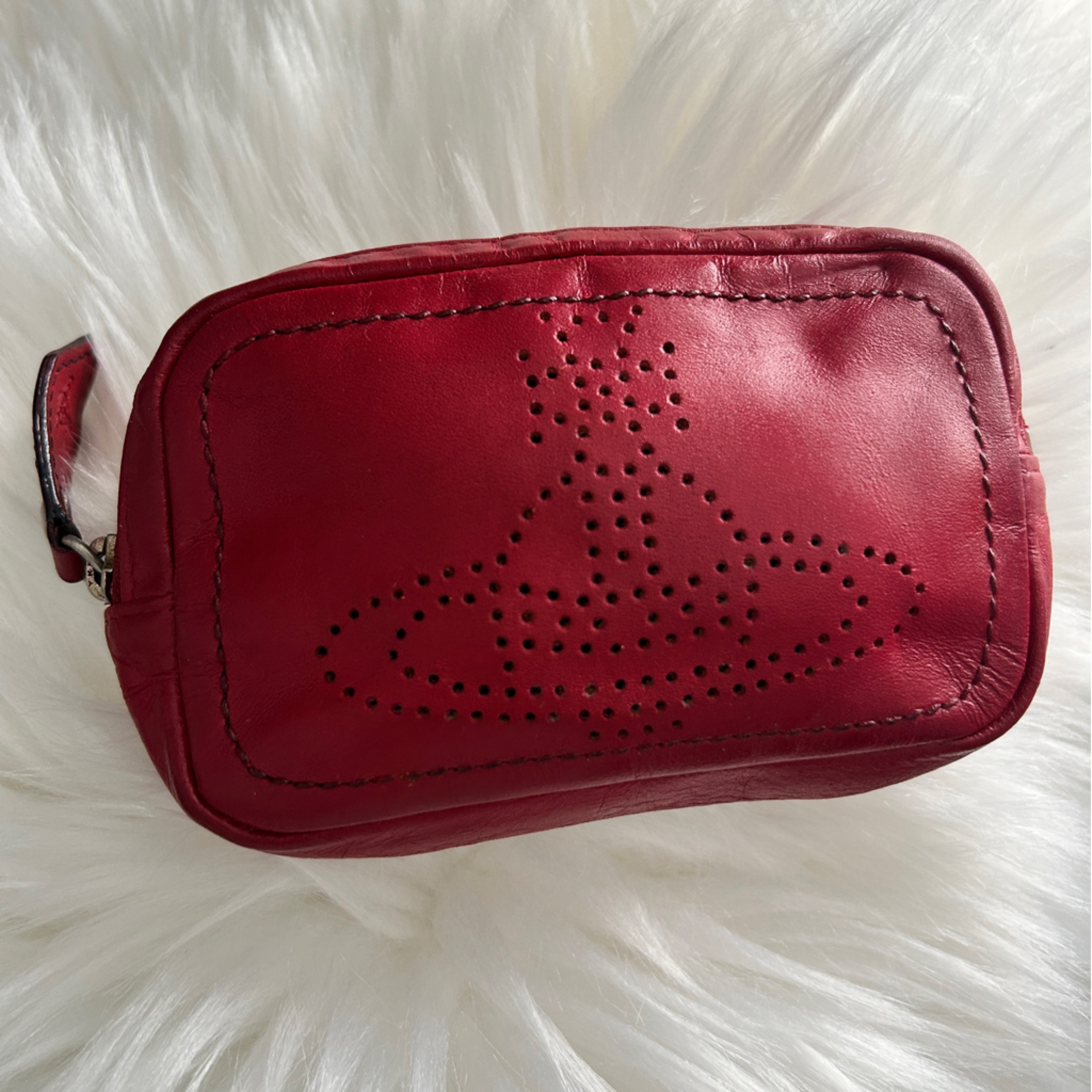 Vivienne Westwood Red Leather Mini Zip Around Pouch